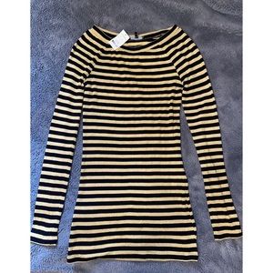 Express black and gold striped form fitting dress